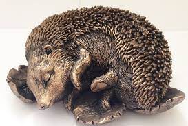 Resin Bronze Effect Sleeping Hedgehog