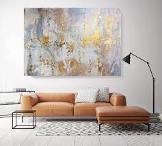 Gold Leaf Silver Abstract Painting Gold
