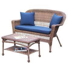 Jeco Wicker Patio Love Seat And Coffee