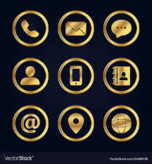Set Of Gold Business Contact Icons On