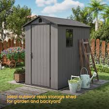 Outdoor Storage Gray Plastic Shed