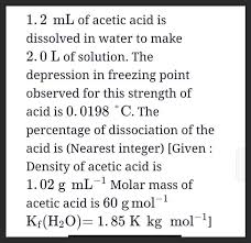 Numerical Answer 1 2 Ml Of Acetic Acid