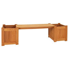 Sunnydaze Meranti Wood Outdoor Planter Box Bench With Teak Oil Finish 68