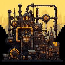 Cartoon Image Of A Steampunk City