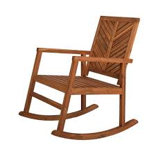 Jonathan Y Ned Modern Chevron Back Acacia Wood Patio Outdoor Rocking Chair