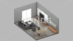 Isometric View Of A Living Room
