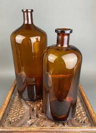 Vintage Decorative Bottles Large Amber