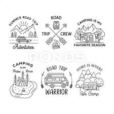 Camping Line Art Logo Designs Set