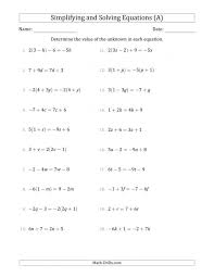 Combining Like Terms Worksheets