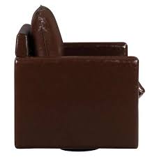 Altas Dark Brown Faux Leather Swivel Armchair