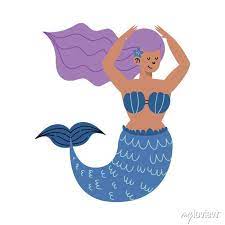 Mermaid Purple Hair Wall Stickers