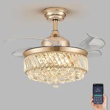 Gold Crystal Ceiling Fan Light