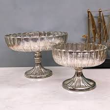 Pedestal Mercury Glass Bowl