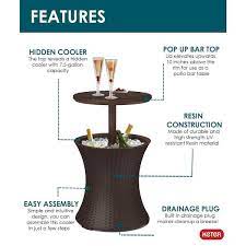 Keter 7 5 Gallon Cool Bar Patio Beverage Cooler Table Brown