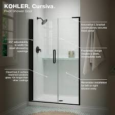 Kohler K 707628 8l Bl Cursiva Pivot Shower Door 71 5 8 H X 45 47 1 2 W With 5 16 Thick Crystal Clear Glass