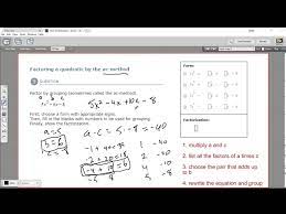 Factoring A Quadratic By The Ac Method