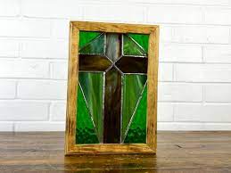 Vintage Handmade Stained Glass Wall