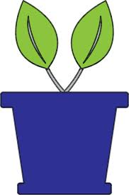 Blue Pot Icon With Two Leaf In Color