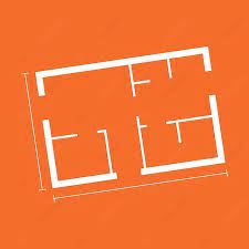 Flat Icon Of A Simple House Plan Vector