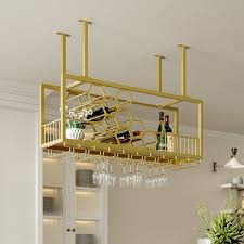 38 Metal Hanging Wine Rack Golden Bar