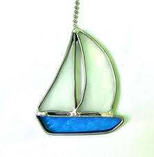 Stained Glass Sailboat Ceiling Fan Pull
