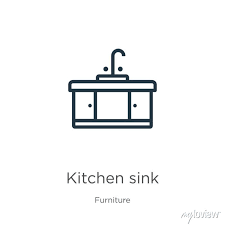 Kitchen Sink Icon Thin Linear Kitchen