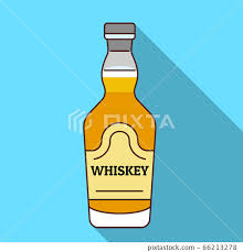 Old Whiskey Bottle Icon Flat Style
