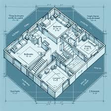 Square House Floor Plan 3 Bedrooms