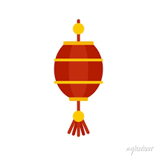 Happy Chinese Lantern Icon Flat
