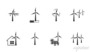 Wind Turbine Icon Set Eco Friendly