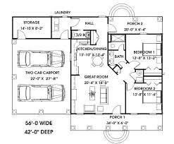 Southern House Plan With 2 Bedrooms And