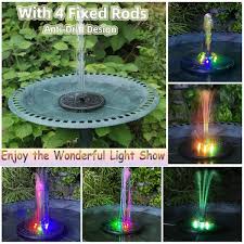Solar Powered Water Fountains With Color Led Lights 7 Nozzles And 4 Fixers