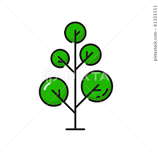 Flat Cartoon Green Tree With Small