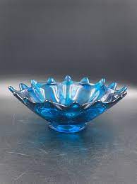 Vintage Blue Glass Candy Dish 1021