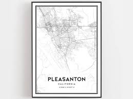 Print Pleasanton Map Poster Wall Art