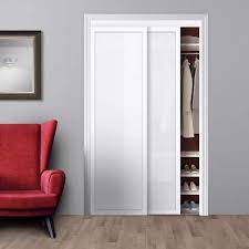 Renin 72 In X 80 In White Twilight Frosted Glass Mdf Wood Sliding Closet Door
