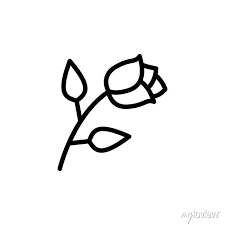 Rose Icon Simple Line Outline Vector