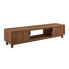 Welwick Designs 70 In Mocha Wood Mid Century Modern Tv Stand With 2 Reeded Doors Fits Tvs Up To 80 In Brown