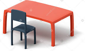 3d Red Classroom Table With Black Chair