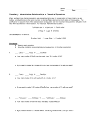 Quantitative Relationships In Chemical