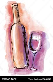Watercolor Wine Bottle And Glass