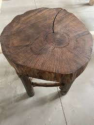 Oak Ring Slab Coffee Table End Art