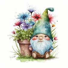 A Watercolor Painting Of A Garden Gnome