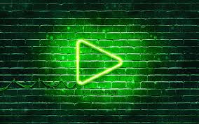 Play Neon Icon Green Background Neon