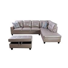 Faux Leather L Shaped Sectional Sofa