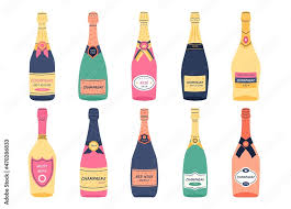 Doodle Wine Bottles Cartoon Champagne