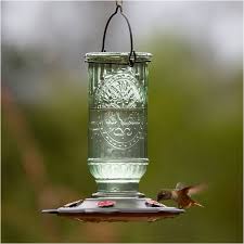 Vintage Glass Hummingbird Feeder