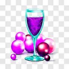 Purple Wine Glass With Party