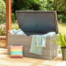 Gray Wicker Outdoor Storage Deck Box