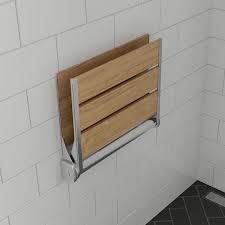 Alfi Brand Abs17 17 Folding Teak Wood Shower Seat Bench With Backrest